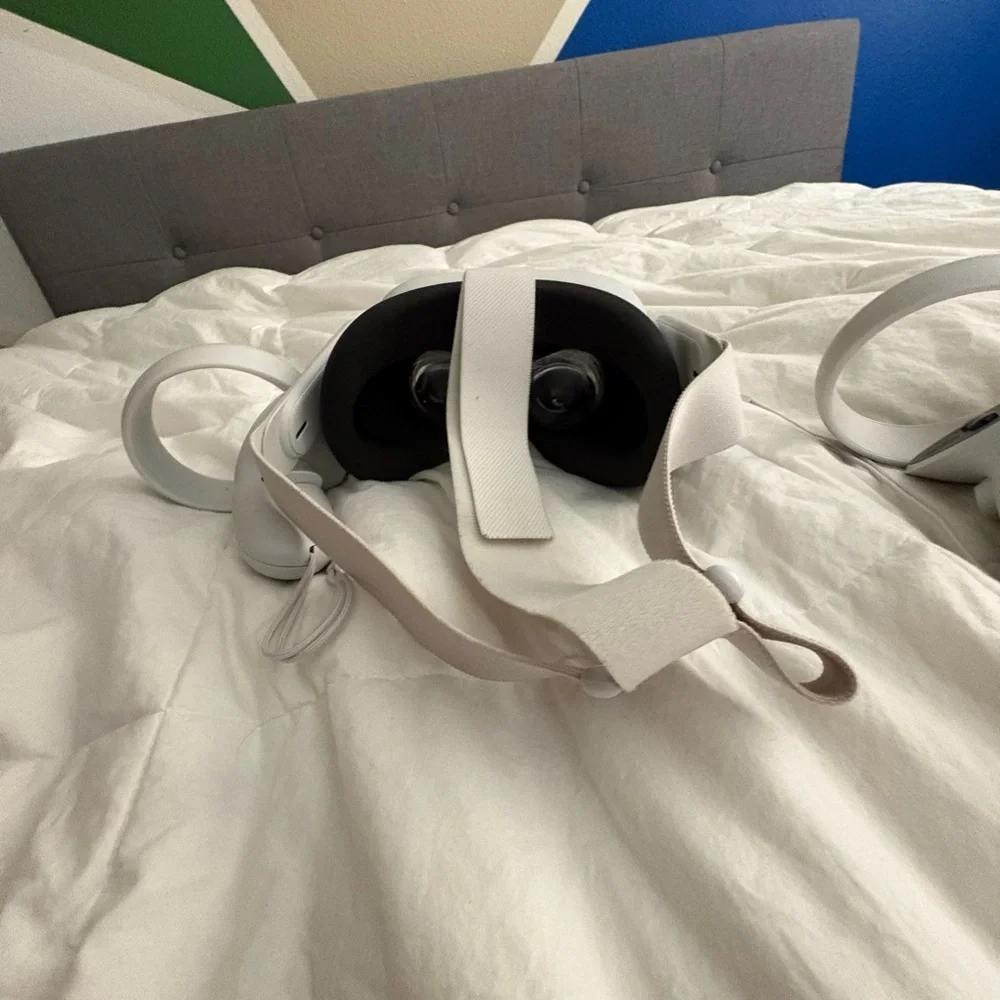 White VR Headset with Controllers